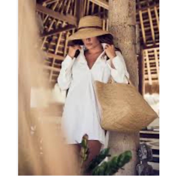 NWT IBELIV Raffia Tote Vanilla Tea Handwoven Raffia Large - Picture 4 of 12